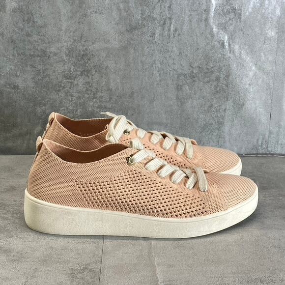 CHARTER CLUB Women's Pink Fabric Linniee Lace-Up Round-Toe Sneakers SZ 7.5 - Picture 1 of 8